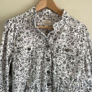 Christopher & Banks women’s Le Shopping printed jacket black/white | size large